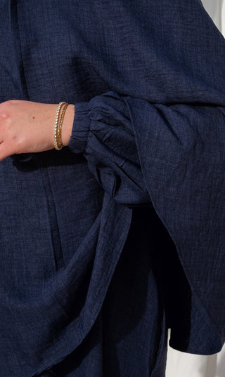 Essential Abaya + Free Scarf - Navy