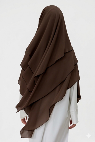 Dreilagiger Chiffonkhimar (Midi Size)