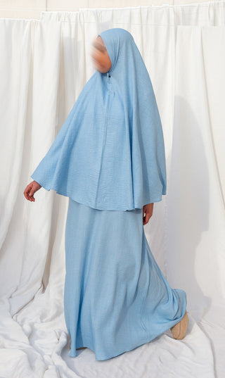 Essential Abaya + Free Scarf - Sky Blue
