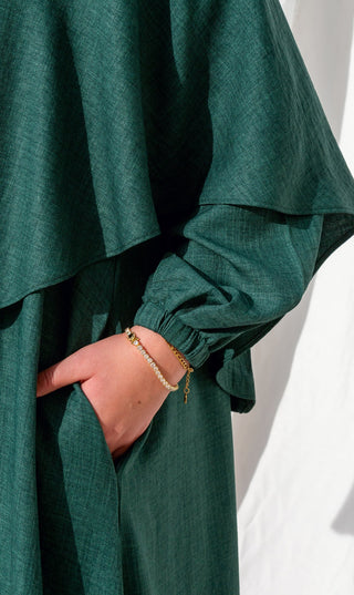 Essential Abaya + Free Scarf - Moss Green