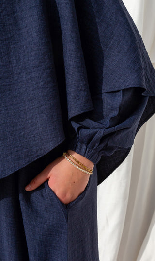 Essential Abaya + Free Scarf - Navy