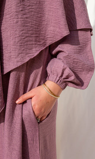 Essential Abaya + Free Scarf - Peony Purple