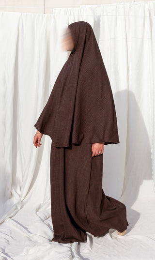 Essential Abaya + Free Scarf - Walnut