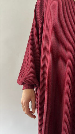 Luma Knit Abaya - Burgundy