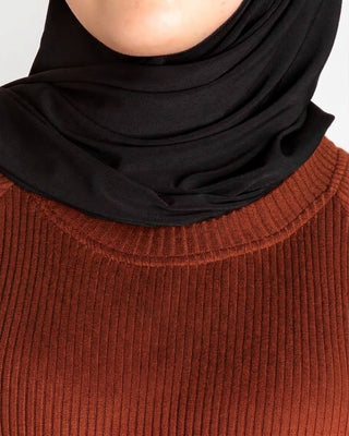 Luma Knit Abaya - Rust Red