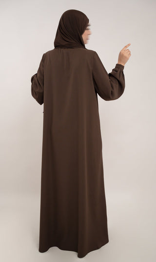 A-line abaya TAYMA - Deep Cacao