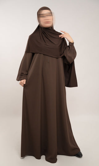 A-line abaya TAYMA - Deep Cacao