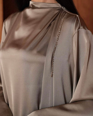 Satin Abaya Pearl