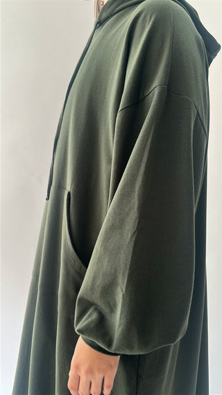 Oversize Cotton Hoodie - Olive