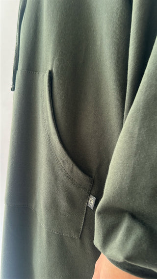 Oversize Cotton Hoodie - Olive