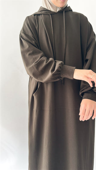 Oversized Cotton Hoodie - Coffee