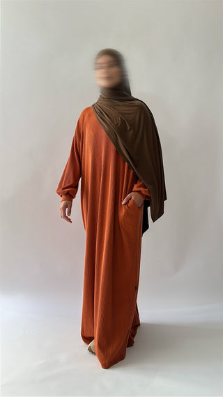 Luma Knit Abaya - Rust Red