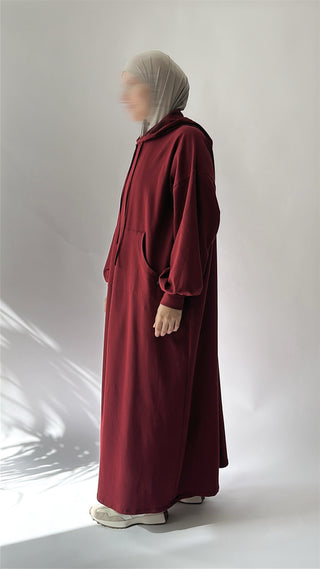 Oversize Cotton Hoodie - Burgundy
