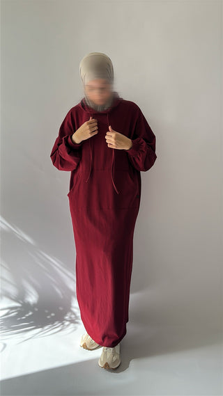 Oversize Cotton Hoodie - Burgundy
