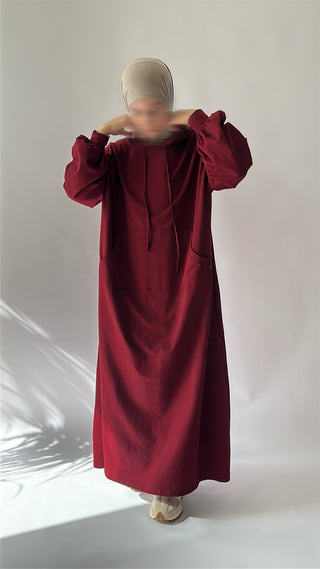 Oversize Cotton Hoodie - Burgundy