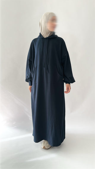 Oversize Cotton Hoodie - Navy