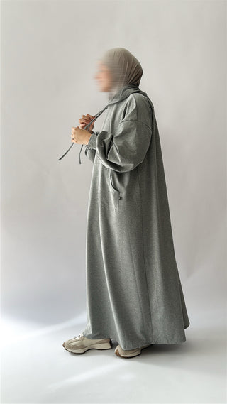 Oversized Cotton Hoodie - Grey