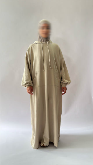 Oversize Cotton Hoodie - Beige