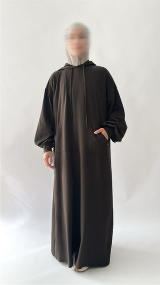 Oversized Cotton Hoodie - Coffee