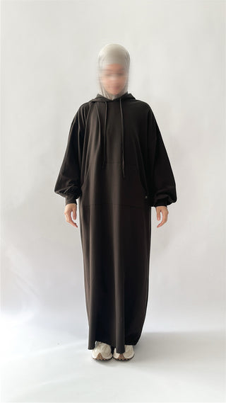 Oversized Cotton Hoodie - Coffee
