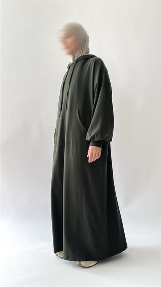 Oversize Cotton Hoodie - Olive