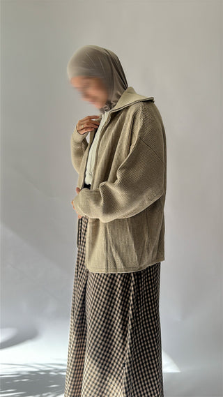 Zip-up knit sweater